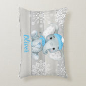 Blaue Elefantenschneeflocke, grauer Individuelle N Dekokissen (Vorderseite(Vertikal))