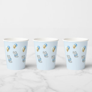 Blaue Elefantentassen Baby-Party Pappbecher