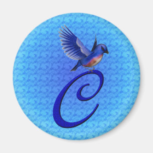 Blaue Elegant Monogramm Anfangsbuchstabe C Magnet