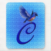 Blaue Elegant Monogramm Anfangsbuchstabe C Mousepad (Vorne)