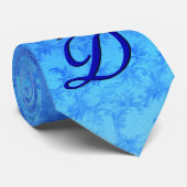 Blaue Elegant Monogramm Anfangsbuchstabe D Krawatte (Gerollt)
