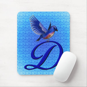 Blaue Elegant Monogramm Anfangsbuchstabe D Mousepad