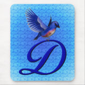 Blaue Elegant Monogramm Anfangsbuchstabe D Mousepad (Vorne)
