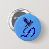 Blaue Elegant Monogramm Anfangsbuchstabe D Persona Button (Vorne & Hinten)