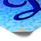 Blaue Elegant Monogramm Anfangsbuchstabe D Poster (Ecke)