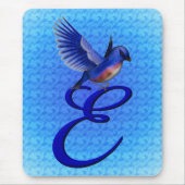 Blaue Elegant Monogramm Anfangsbuchstabe E Mousepad (Vorne)