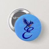 Blaue Elegant Monogramm Anfangsbuchstabe E Persona Button (Vorne & Hinten)