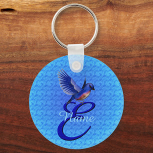 Blaue Elegant Monogramm Anfangsbuchstabe E Persona Schlüsselanhänger