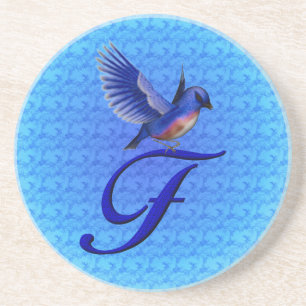Blaue Elegant Monogramm Anfangsbuchstabe F Untersetzer