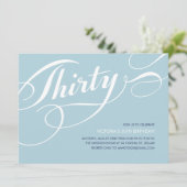Blaue elegante 30. Geburtstags-Einladungen Einladung (Stehend Vorderseite)