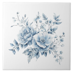 Blaue elegante Blumen Vintage-Design Fliese
