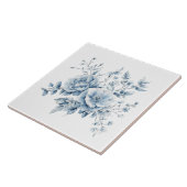 Blaue elegante Blumen Vintage-Design Fliese (Seite)