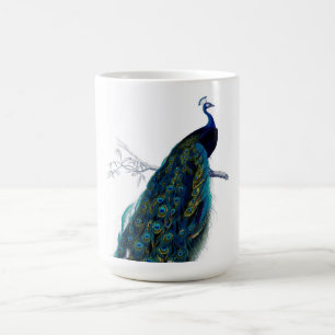 Blaue elegante bunte Pfau Vintage Kaffeetasse