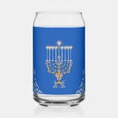 Blaue elegante Chanukka Silber Menora Dosenglas (Vorderseite)