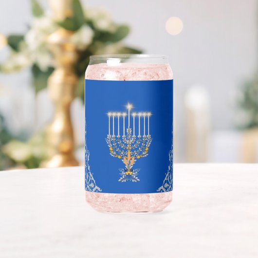 Blaue elegante Chanukka Silber Menora Dosenglas (Insitu (Hochzeit))