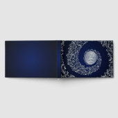 Blaue elegante Damast-Hochzeit Gästebuch (Voll)