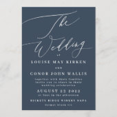 Blaue Elegante der Hochzeit Einladung (Vorderseite)