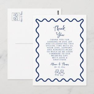 Blaue elegante Doodle-Rahmen Save the Date Postkarte