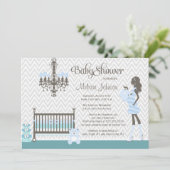 Blaue elegante einladung (Stehend Vorderseite)