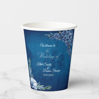 Blaue elegante florale Hochzeit im Sommer Pappbecher