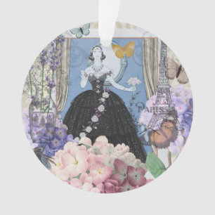 Blaue elegante Frau Blumen-Kleid Ornament