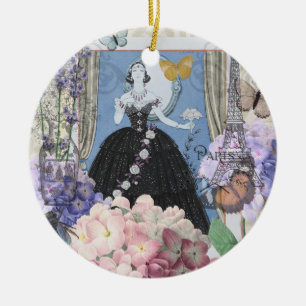 Blaue elegante Frauenblumenrobe elegant Keramik Ornament