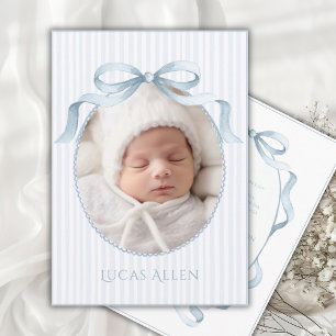 Blaue elegante Geburtsanzeige für Babyjungen im Vi Einladung
