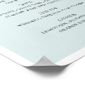 Blaue, elegante Hochzeit. Bar mit einfachen Alkoho Poster (Ecke)