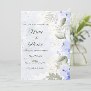 Blaue elegante Hochzeits-Einladung mit Blumenmuste Einladung