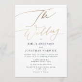 Blaue, elegante Imitate Gold Die Hochzeit Einladung (Vorderseite)