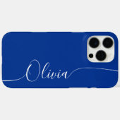Blaue elegante Kalligrafie-Schrift Name Case-Mate iPhone Hülle (Rückseite (Horizontal))