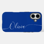 Blaue elegante Kalligrafie-Schrift Name Case-Mate iPhone Hülle (Rückseite (Horizontal))