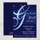Blaue elegante Klasse von Abschluss-Einladungen Einladung (Vorne/Hinten)