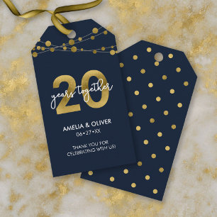Blaue Elegante Lichter 20. Hochzeitstag Geschenkanhänger