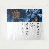 Blaue Elegante Moderne Blumenhochzeiten im Hinterg Wandteppich (Vorderseite (Horizontal))