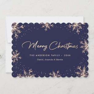 Blaue elegante moderne Schneeglöckchen Weihnachtsk Feiertagskarte