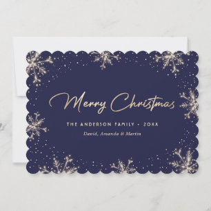 Blaue elegante moderne Schneeglöckchen Weihnachtsk Feiertagskarte