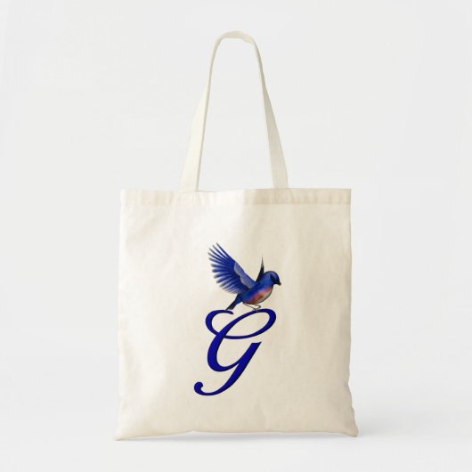Blaue Elegante Monogramm Anfangsbuchstabe G Tragetasche (Vorne)