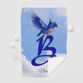 Blaue Elegante Monogramm-Initiale B Personalisiert Golfhandtuch (Insitu)