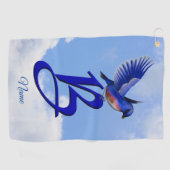 Blaue Elegante Monogramm-Initiale B Personalisiert Golfhandtuch (Horizontal)
