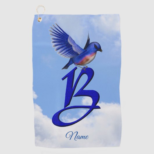Blaue Elegante Monogramm-Initiale B Personalisiert Golfhandtuch (Vorderseite)