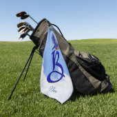 Blaue Elegante Monogramm-Initiale B Personalisiert Golfhandtuch (Gras)