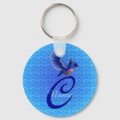 Blaue Elegante Monogramm-Initiale C Personalisiert Schlüsselanhänger (Vorderseite)