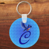 Blaue Elegante Monogramm-Initiale C Personalisiert Schlüsselanhänger (Rückseite)