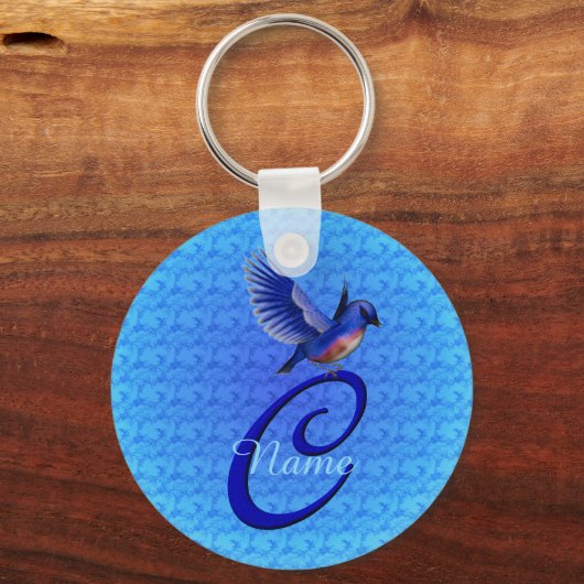 Blaue Elegante Monogramm-Initiale C Personalisiert Schlüsselanhänger (Vorderseite)