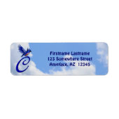 Blaue Elegante Monogramm-Initiale C Rücksendeadres (Vorne)