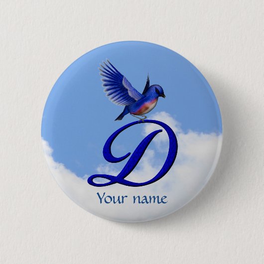 Blaue Elegante Monogramm-Initiale D Personalisiert Button (Vorderseite)