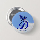 Blaue Elegante Monogramm-Initiale D Personalisiert Button (Vorne & Hinten)