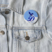 Blaue Elegante Monogramm-Initiale D Personalisiert Button (Beispiel)