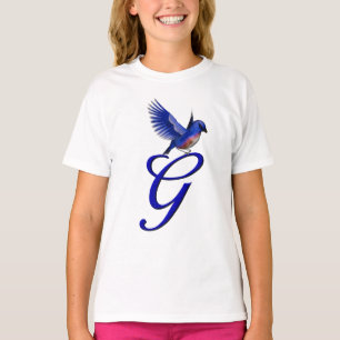 Blaue Elegante Monogramm-Initiale G T-Shirt